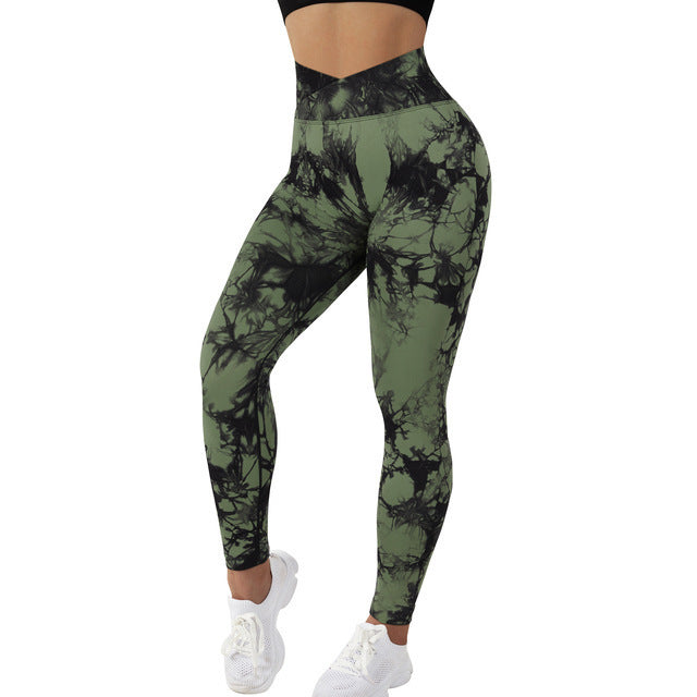 Seamless Tie Dye Leggings Women Yoga Pants Push Up Sport Fitness Running Gym Leggings 