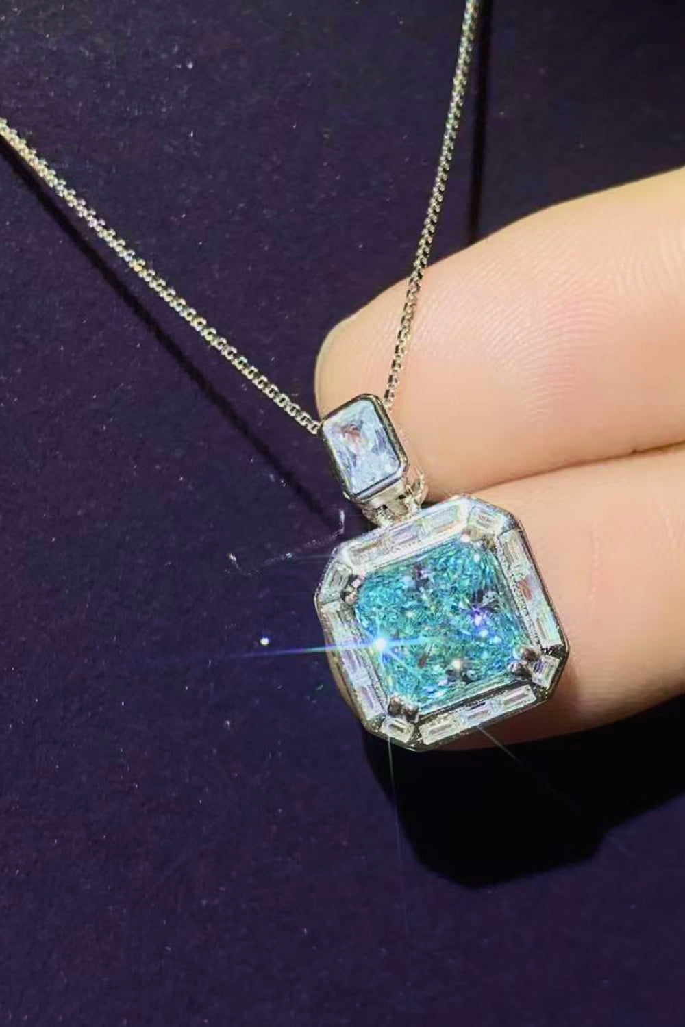 2 Carat Moissanite Square Pendant Necklace 