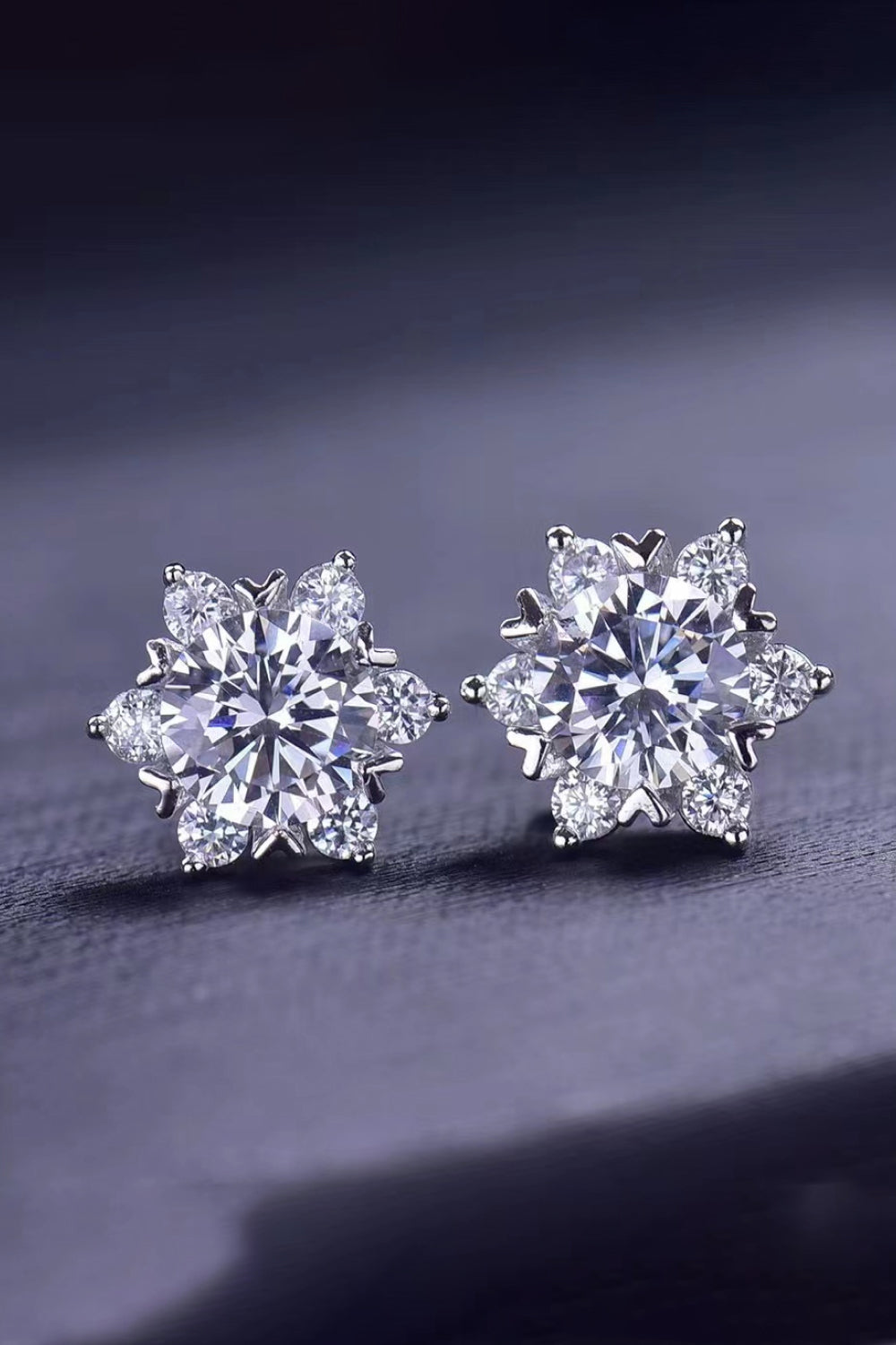 2 Carat Moissanite Floral Stud Earrings 