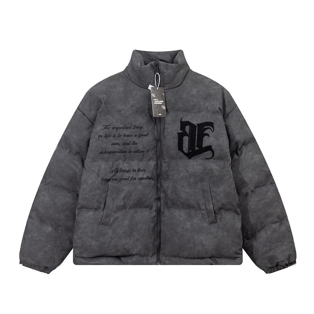 Men's Embroidered Letter Cotton-padded Jacket