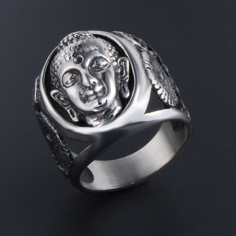 Buddha Face Retro Titanium Steel Casting Ring Ring Fashion Accessories Men's Jewelry