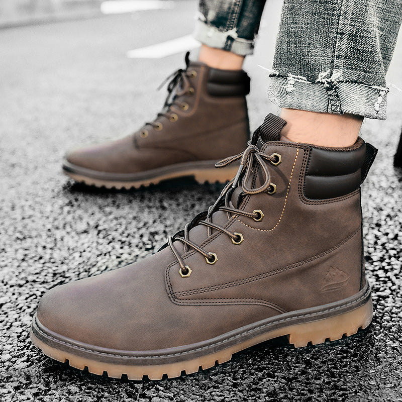 British Fashion High-top Boots Outdoor Hiking Trend Men's Shoes 