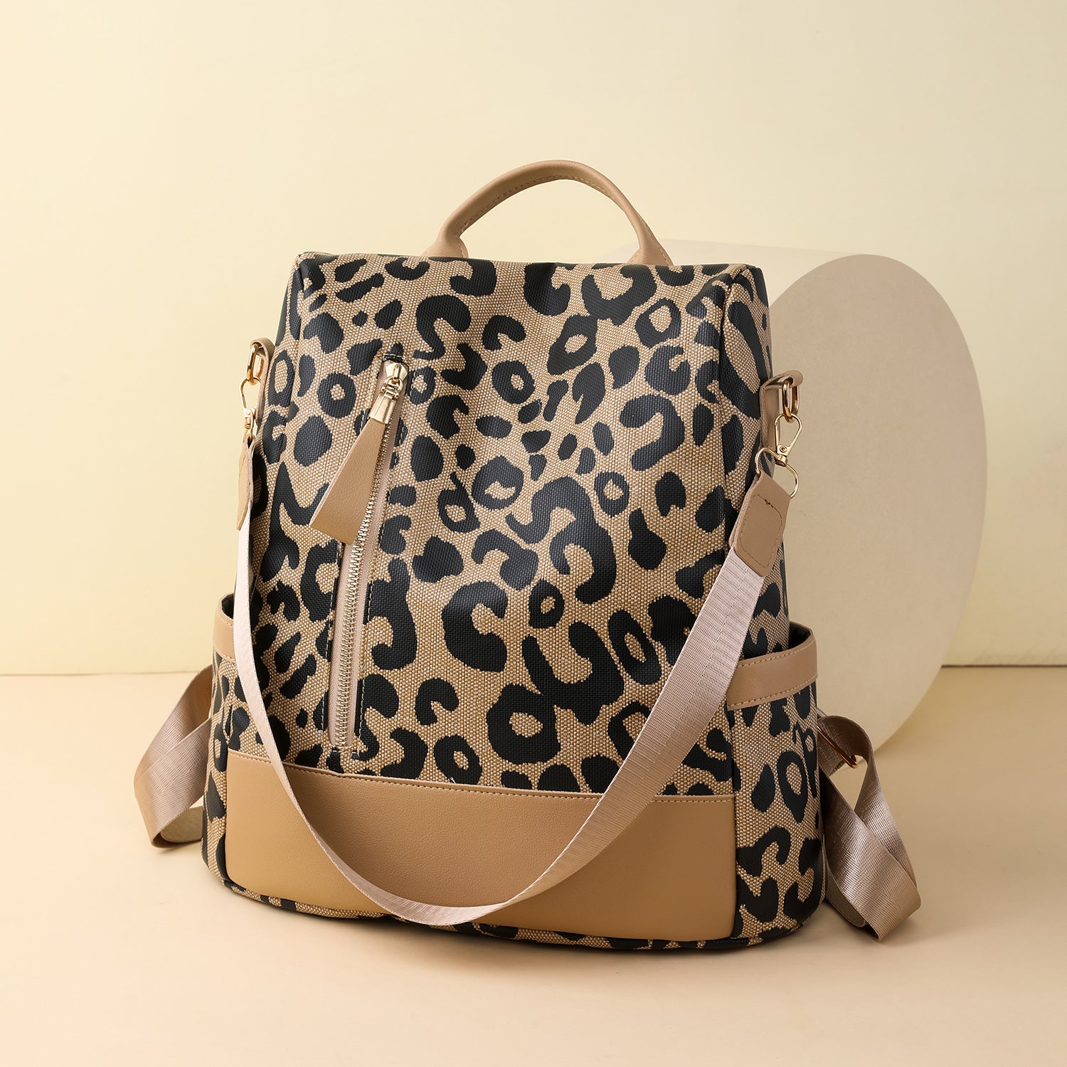 Leopard PU Leather Backpack Bag 