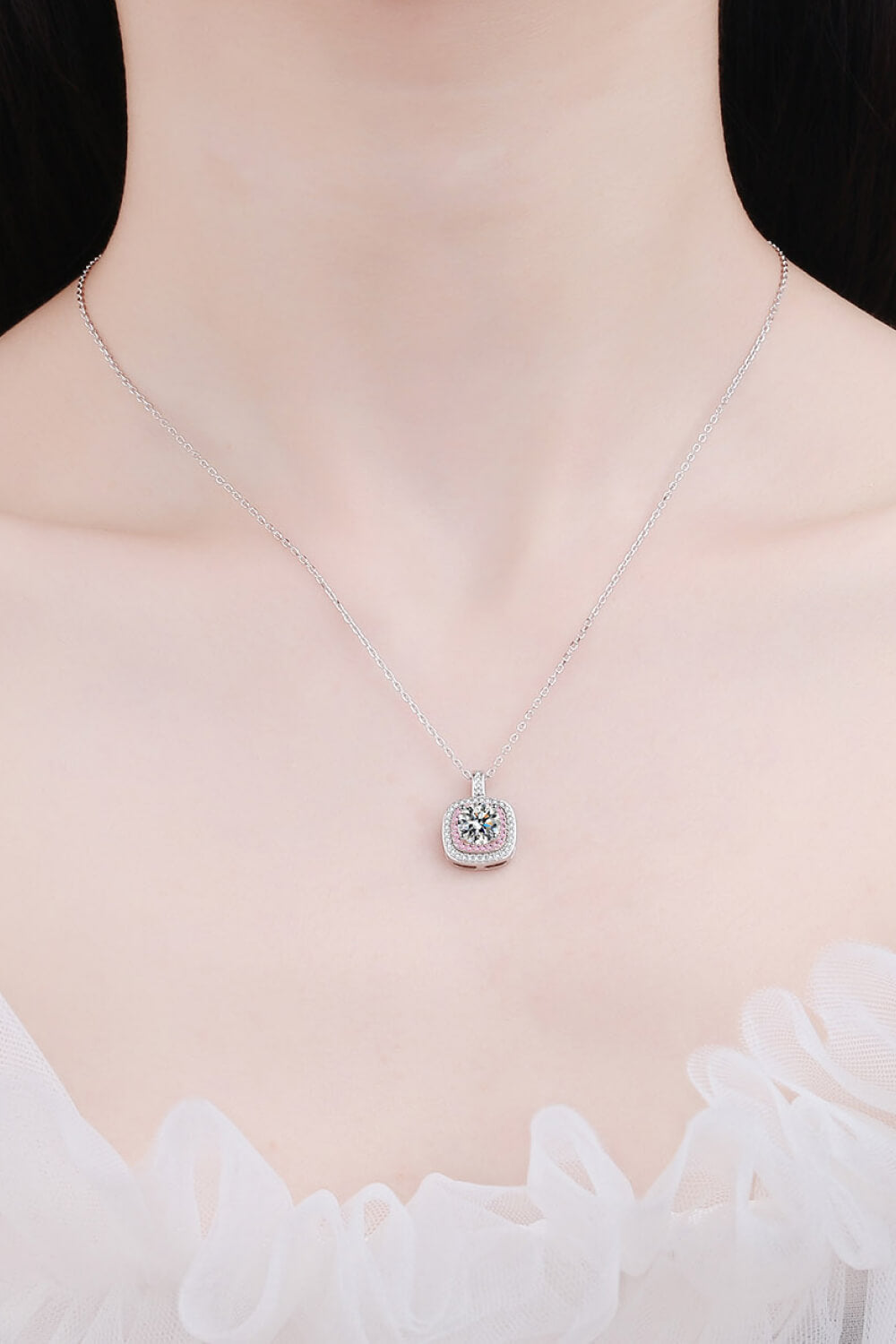 Adored Moissanite Geometric Pendant Necklace 