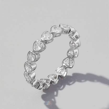 925 Sterling Silver Zircon Heart Ring 