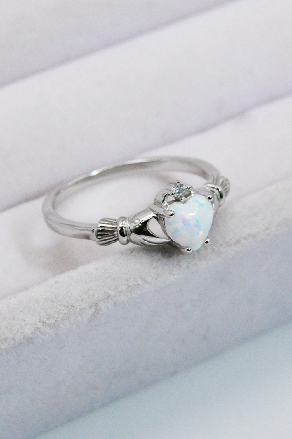 925 Sterling Silver Heart Opal Ring 