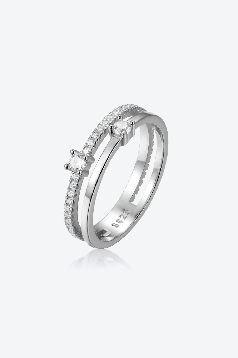 Zircon 925 Sterling Silver Double-Layered Ring 