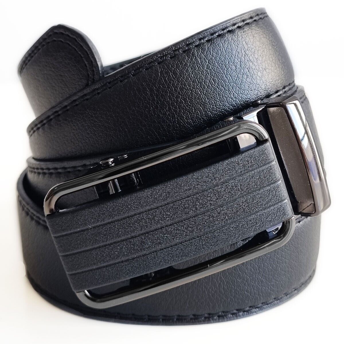 Microfiber Leather Mens Ratchet Belt Belts For Men Adjustable Size, Slide Buckle 