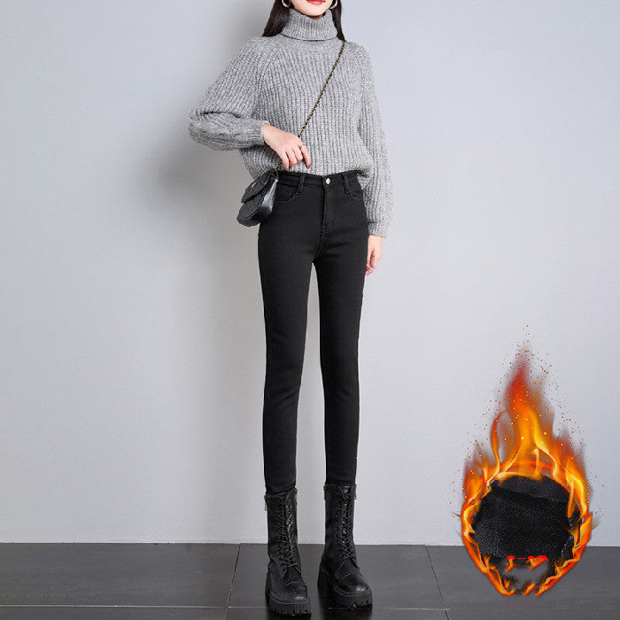 Add Velvet Jeans Female Thin Autumn And Winter To Keep Warm