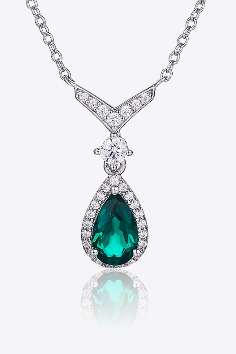 Lab-Grown Emerald Teardrop Necklace 