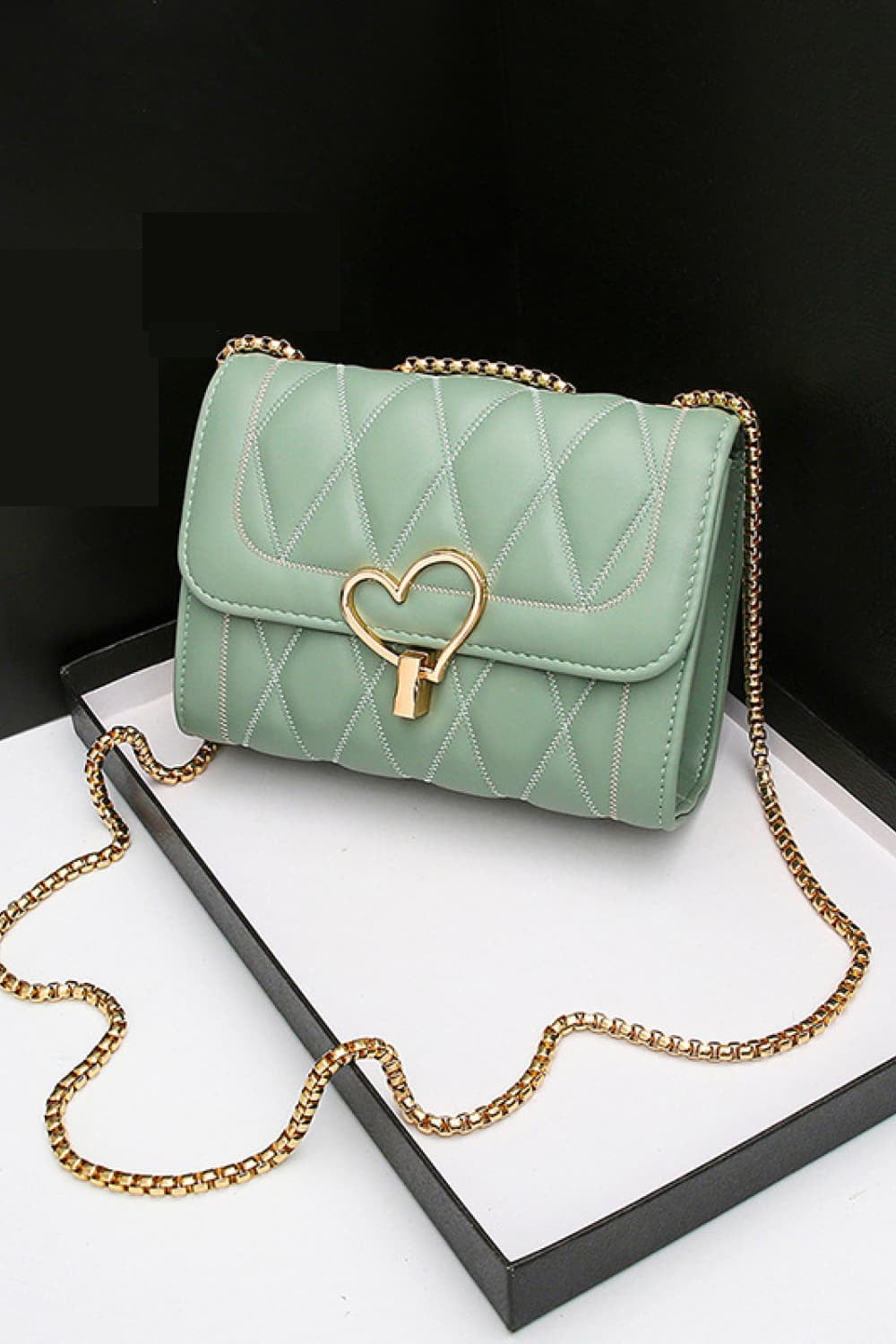 Heart Buckle PU Leather Crossbody Bag 