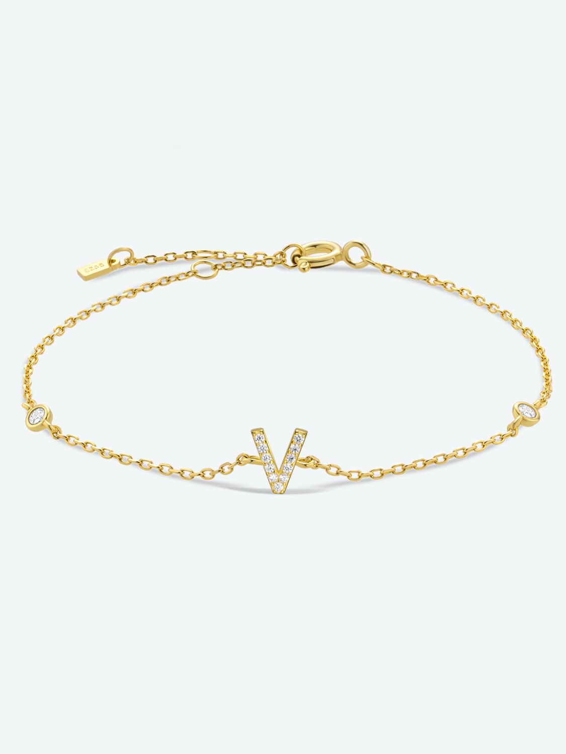 V To Z Zircon 925 Sterling Silver Bracelet 