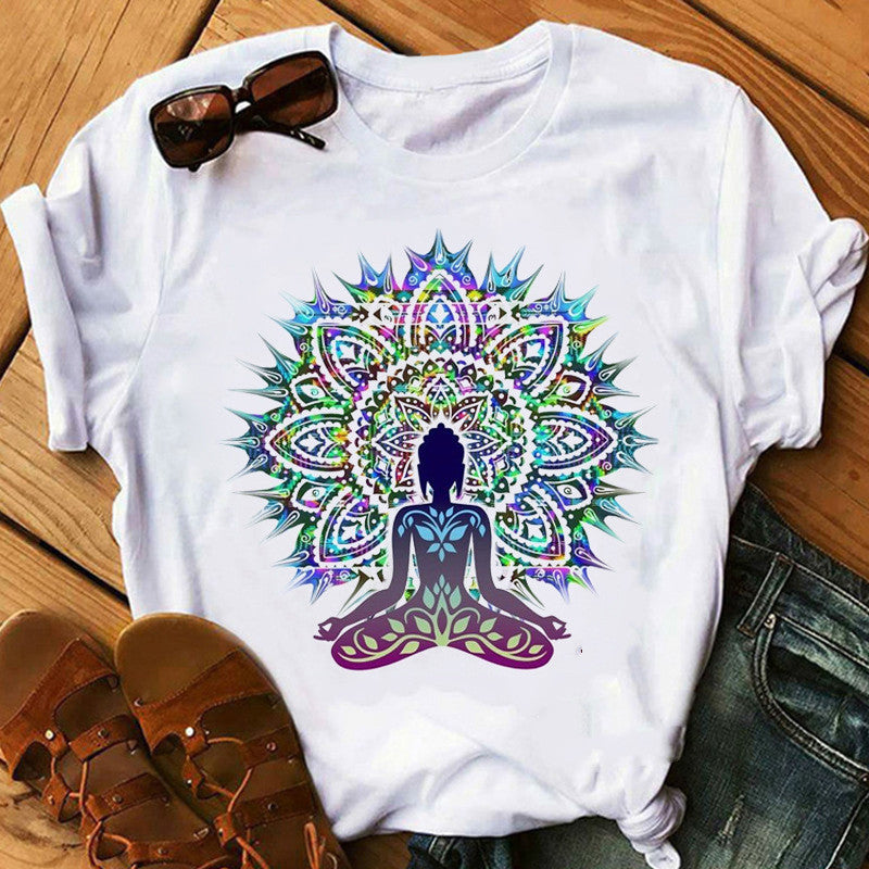 Buddha Wheel Meditation Print Short Sleeve