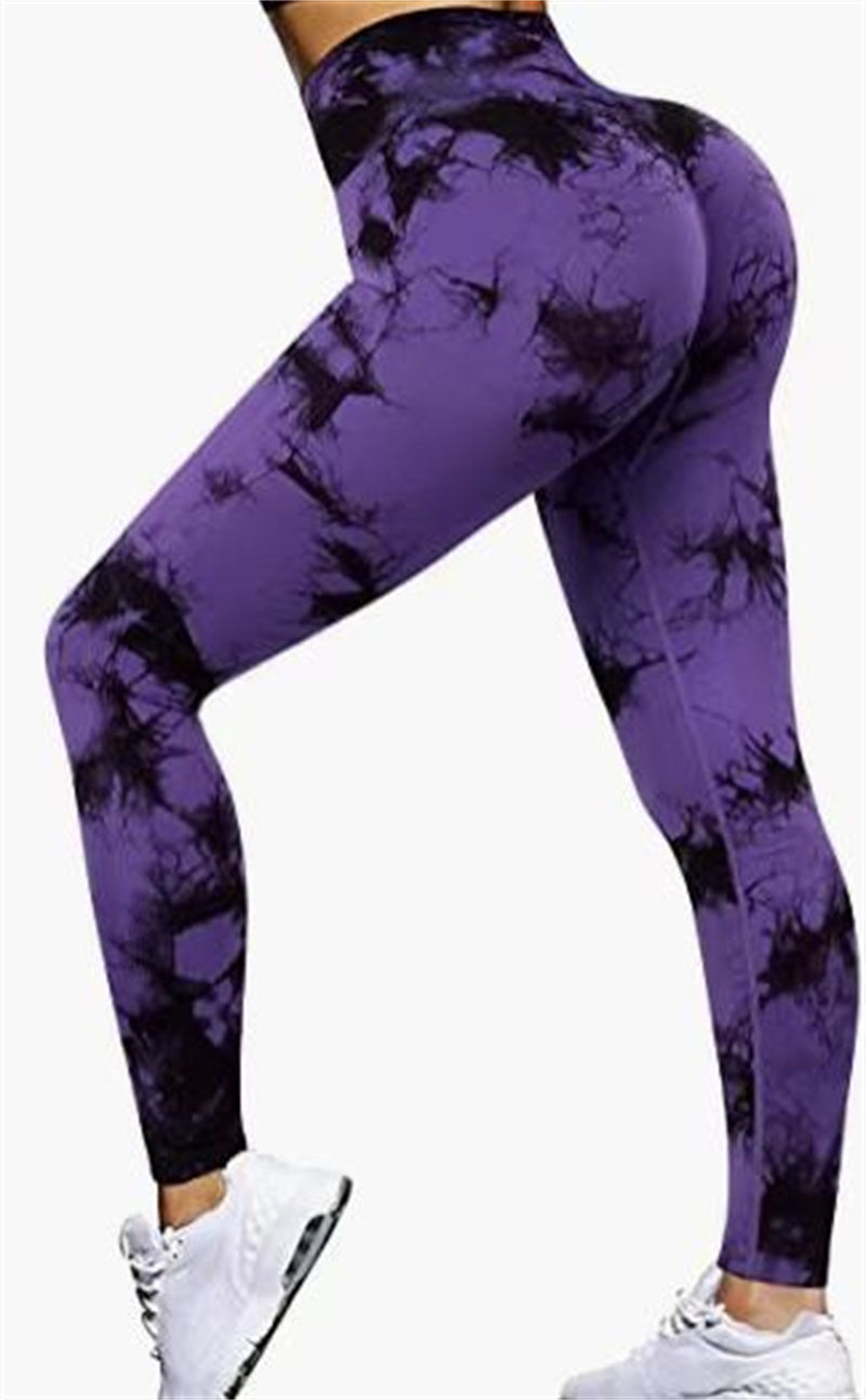 Fashion Tie Dye Printed Leggings High Waist Hip Lifting Tight Fitness Sports Yoga Pants For Women 