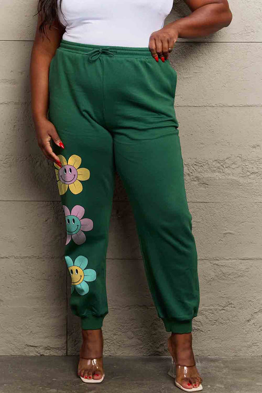 Simply Love Simply Love Full Size Drawstring Flower Graphic Long Sweatpants - Babbazon new