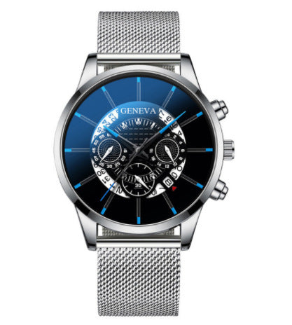 Men's Quartz Watch With Non-Mechanical Alloy Steel Band Calendar