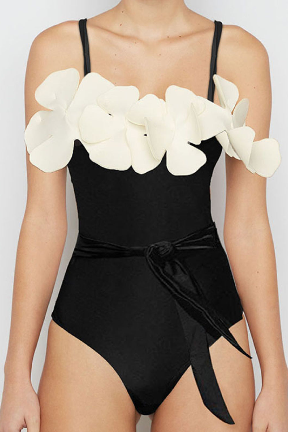 Contrast Flower Detail One-Piece Swimsuit - Babbazon new