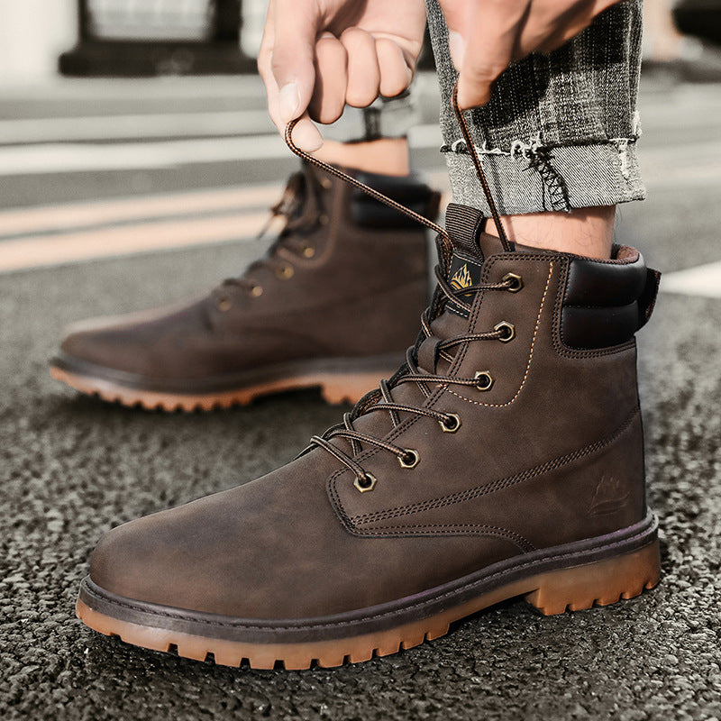 British Fashion High-top Boots Outdoor Hiking Trend Men's Shoes 