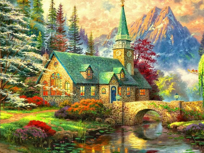 Home Decoration Landscape Cross  Diamond Painting