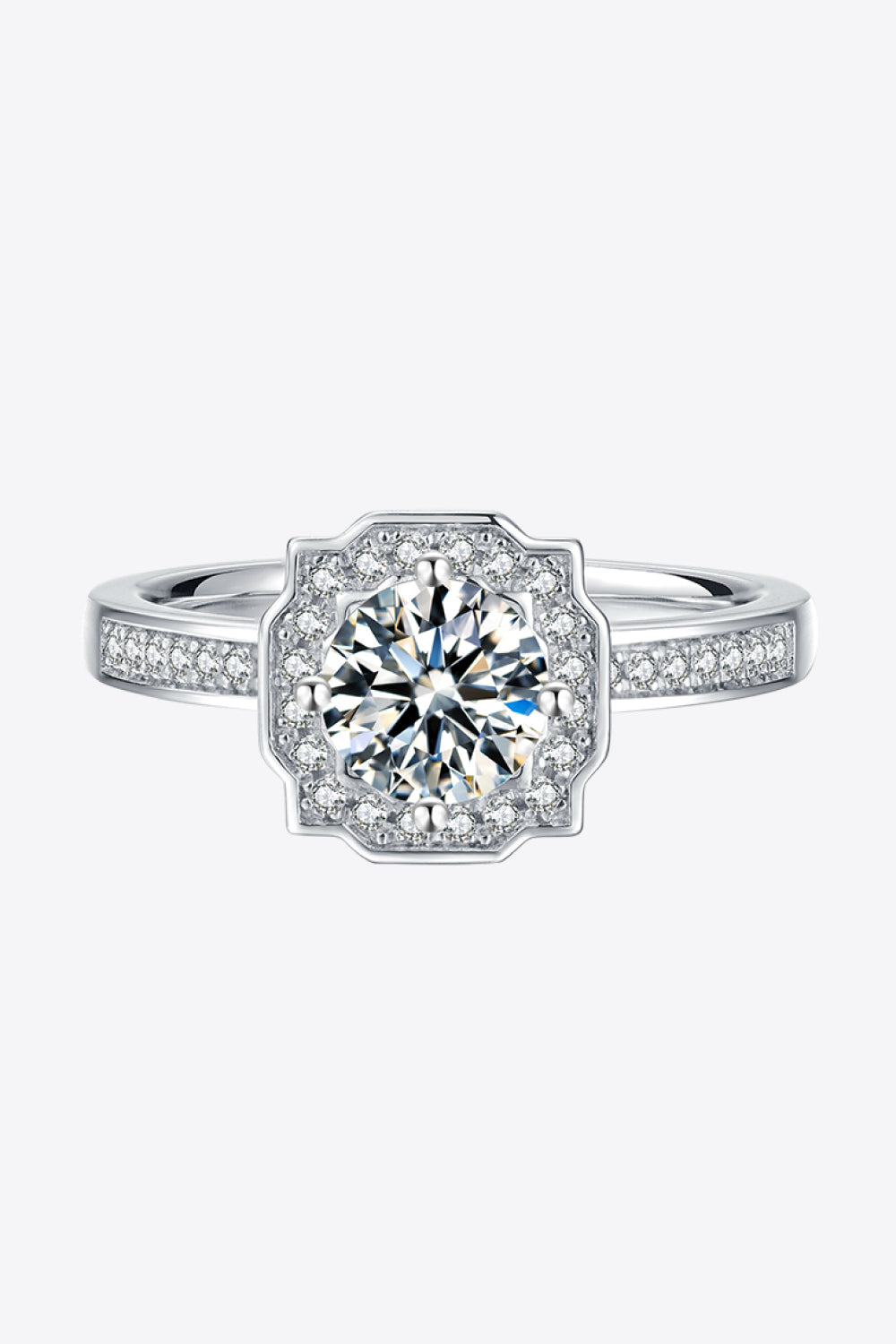 1 Carat Moissanite 925 Sterling Silver Halo Ring 