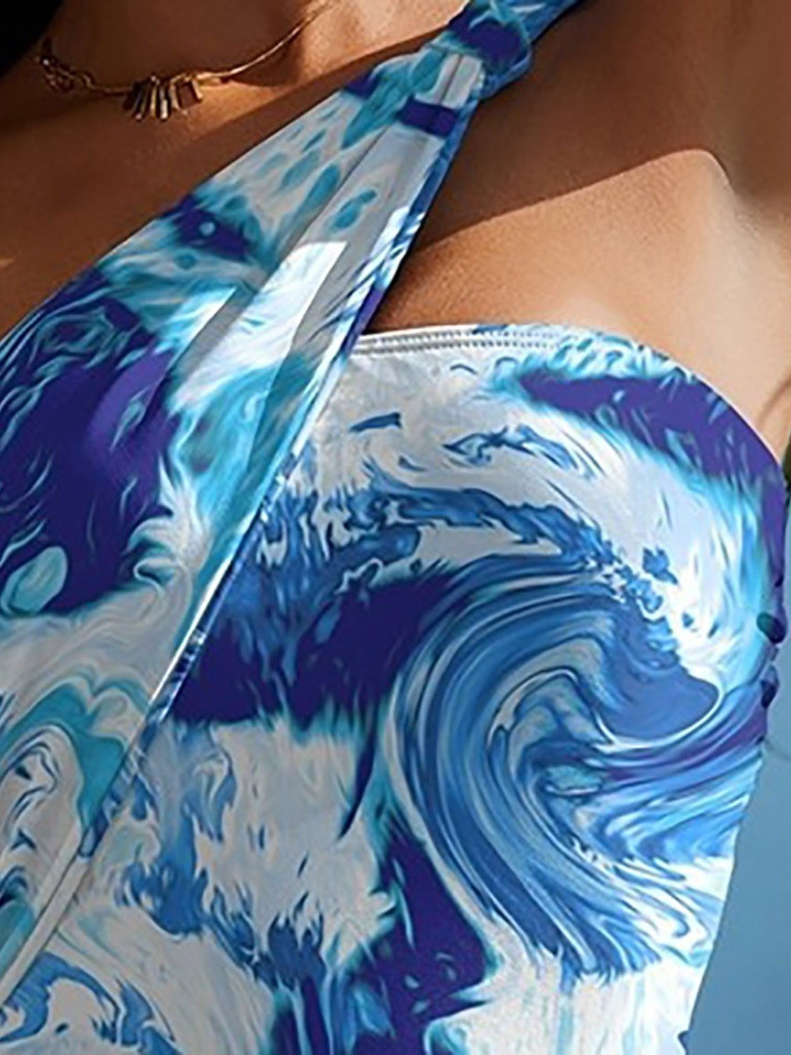 Cutout Printed One-Shoulder One-Piece Swimwear 