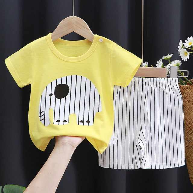 New Children's Short-sleeved Shorts Pure Cotton Suit