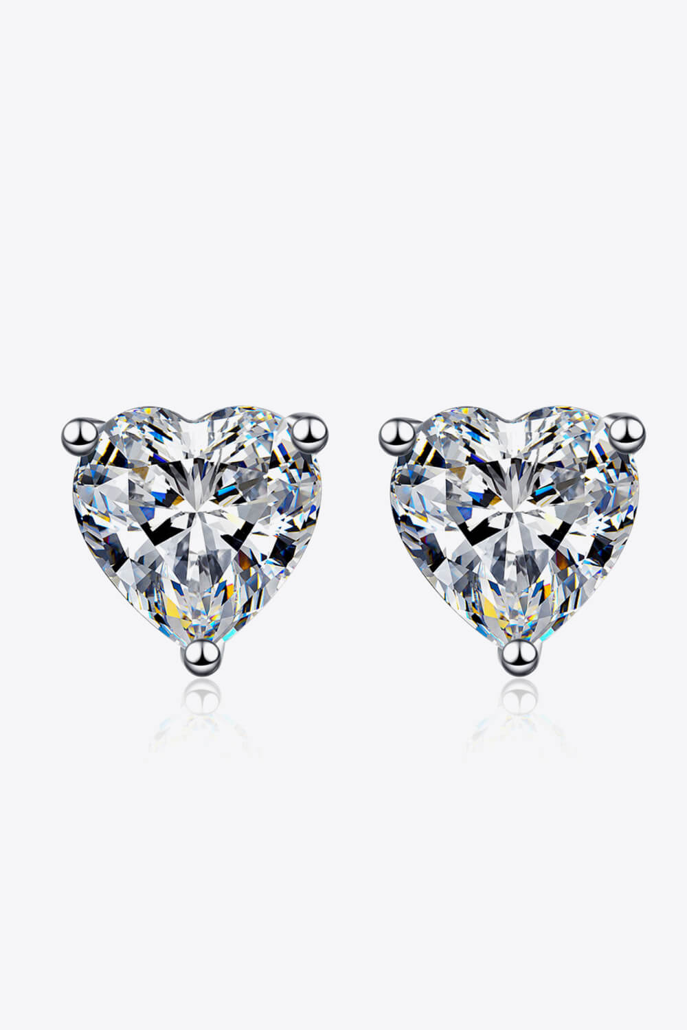 2 Carat Moissanite Heart-Shaped Stud Earrings 