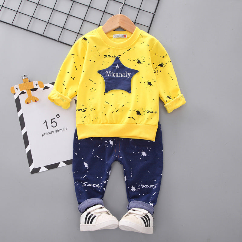 Boys cotton lacquered star long sleeve suit