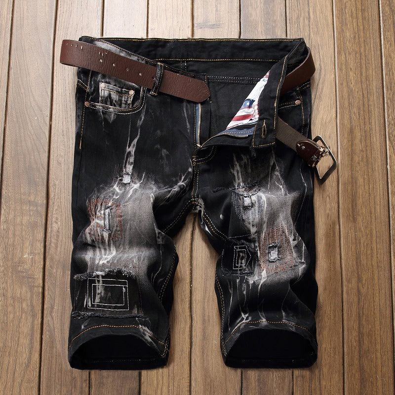 Fashion Men's Retro Stretch Ripped Denim Pants