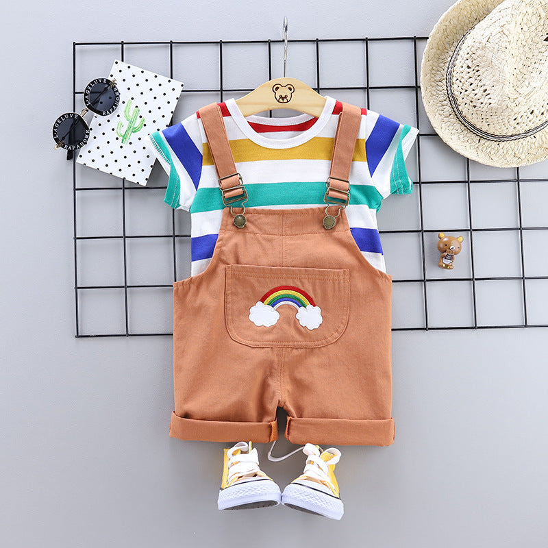 Overalls Baby and Toddler Striped Short Sleeves