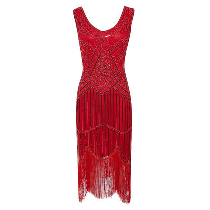 Stylish Vintage Sequin Fringe Dress