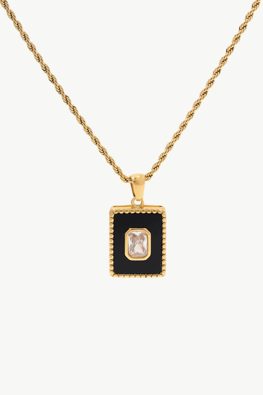 Square Pendant Twisted Chain Necklace 