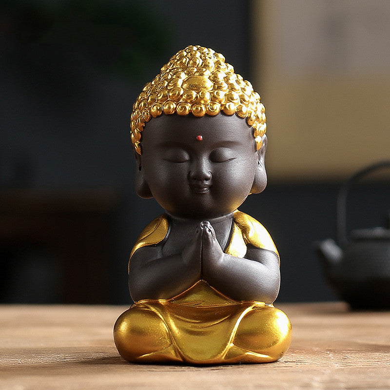 New Zisha Small Tathagata Buddha Statue Zen Car Ornament