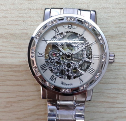 Classic popular hollow rhinestone mechanical watch