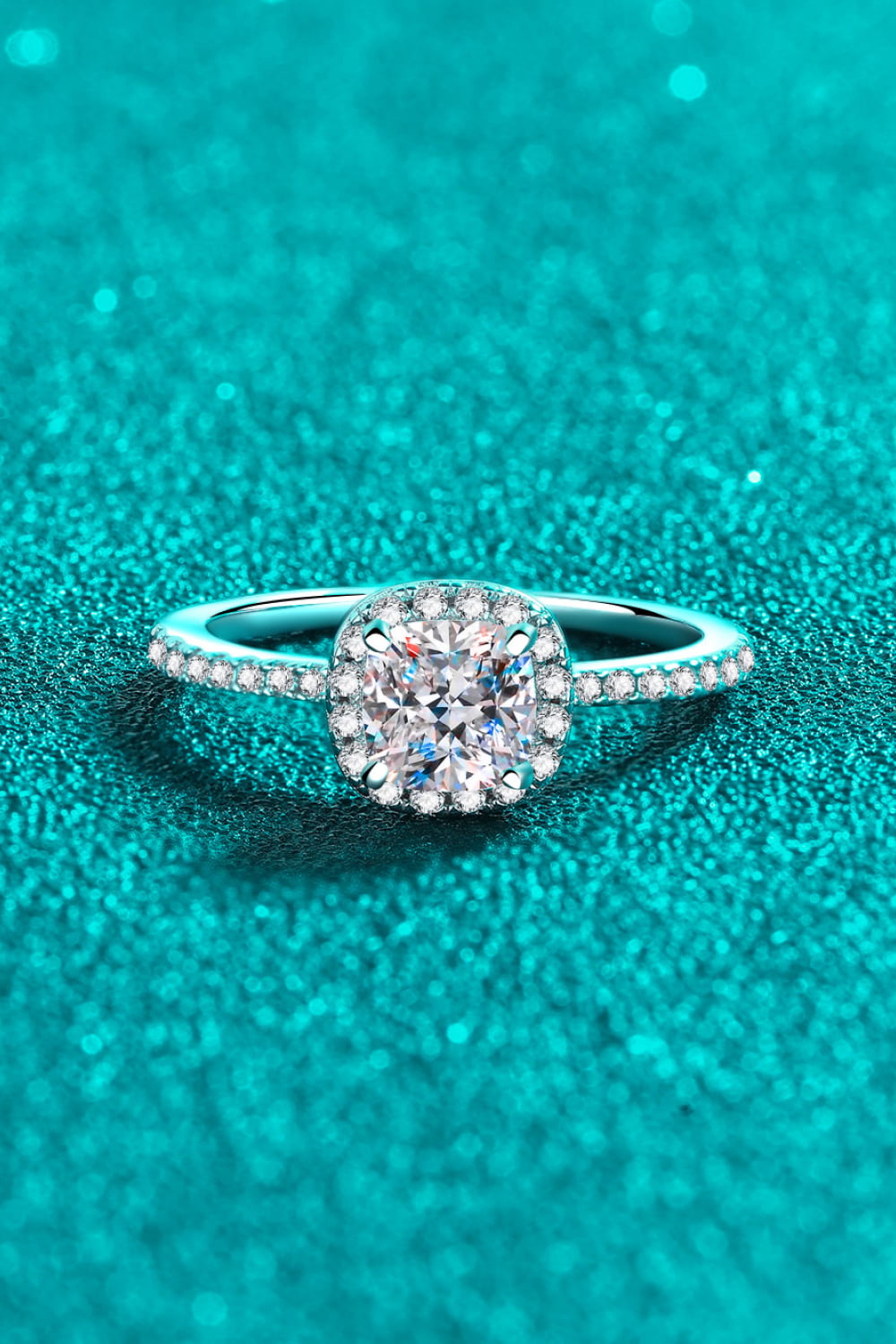 1 Carat Moissanite 925 Sterling Silver Halo Ring 