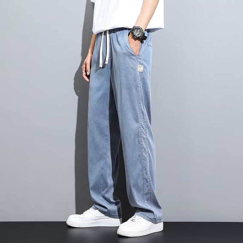 Men's Straight Tube Loose Ice Silk Wide Leg Pants