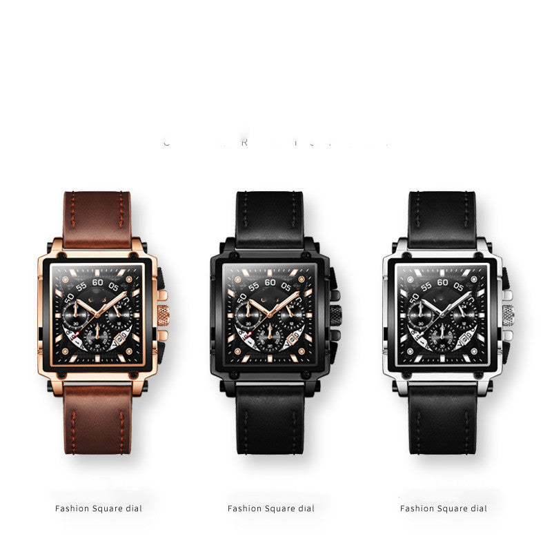 Multifunction Quartz Men's Men's Square Watch