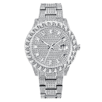 Fashionable Large Dial Full Diamond Watch