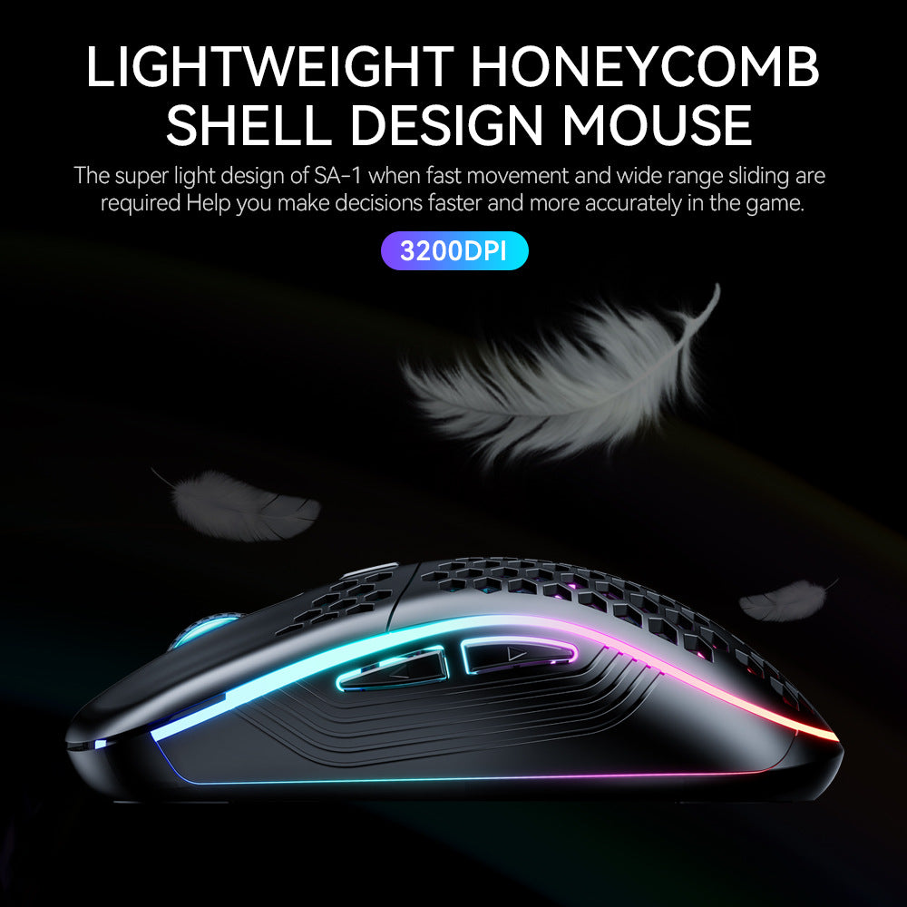 SA-1 Dual Mode Honeycomb Shell RGB Wireless Bluetooth Computer Gaming Mouse