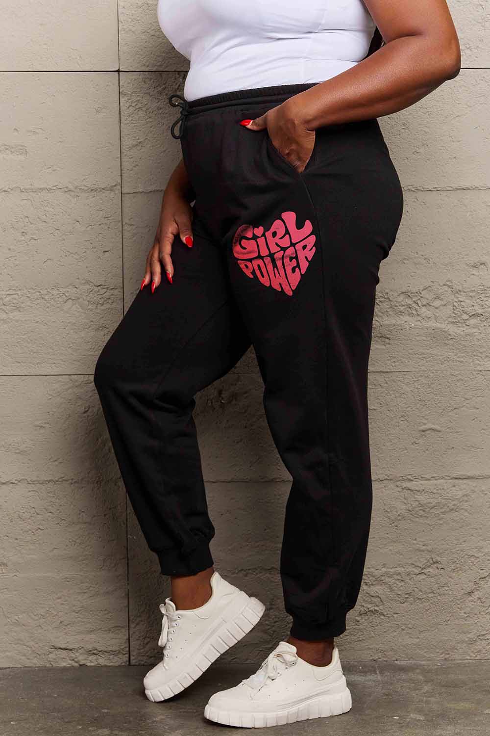 Simply Love Full Size GIRL POWER Graphic Sweatpants 