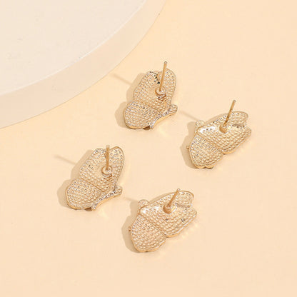 2 Piece Rhinestone Alloy Butterfly Stud Earrings 