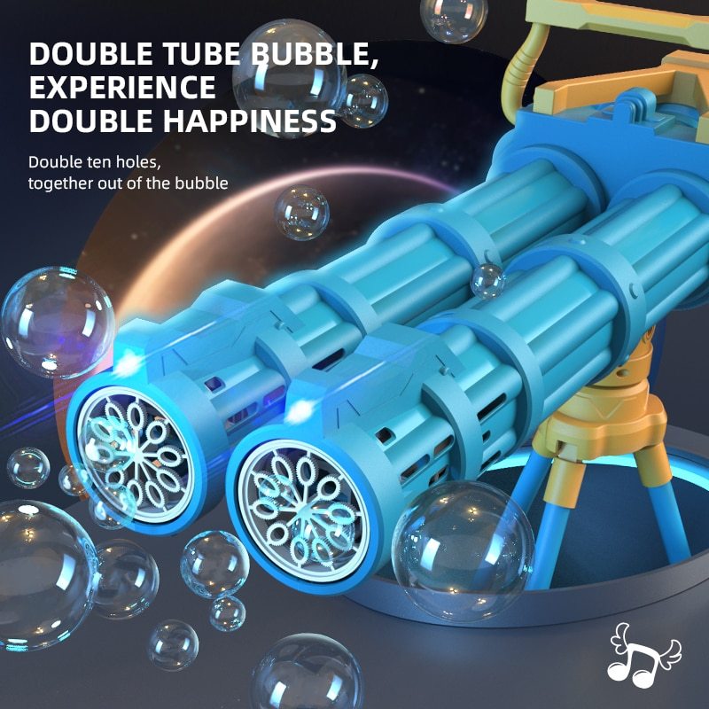 Super Big Double-Tube Bubble Gun Machine Outdoor Blowing Soap Bubble Maker Toy Automatic Water Toy For Children Birthday Party