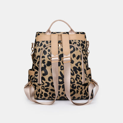 Leopard PU Leather Backpack Bag 