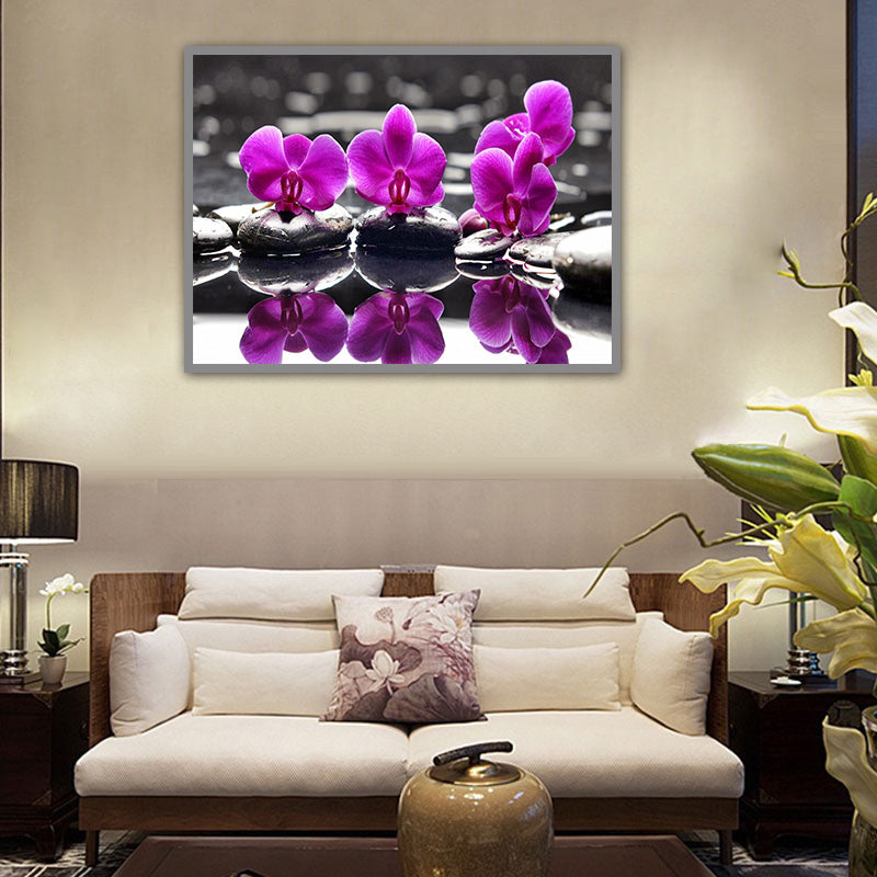 New 5D DIY Purple Orchid Flower Diamond Painting Flower Round Full Diamond Needlework Picture Embroidery Crystal Mosaic