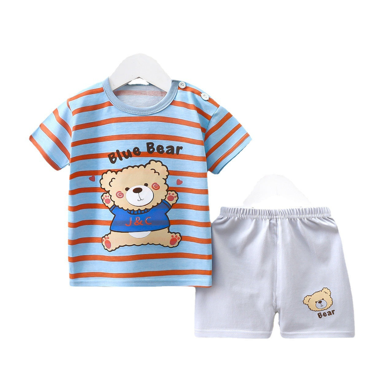 Children's Short Sleeve Pure Cotton Two-piece Suit