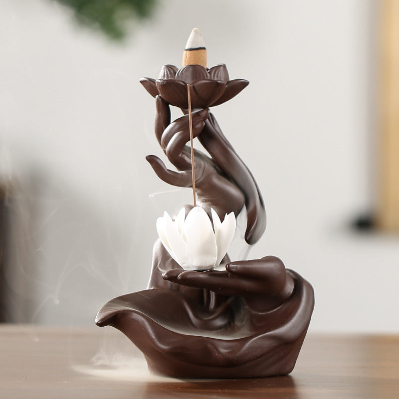 Ceramic backflow incense burner