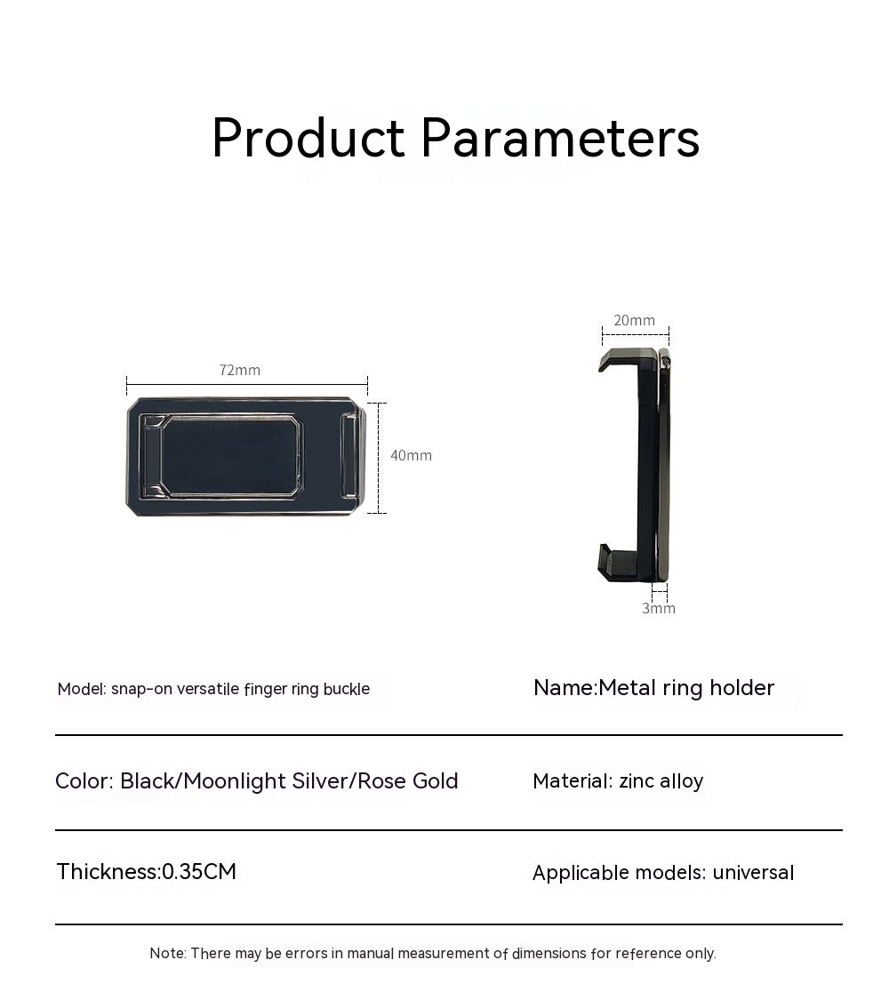 Back Splint Double Ring Square Mobile Phone Bracket Magnetic Metal 