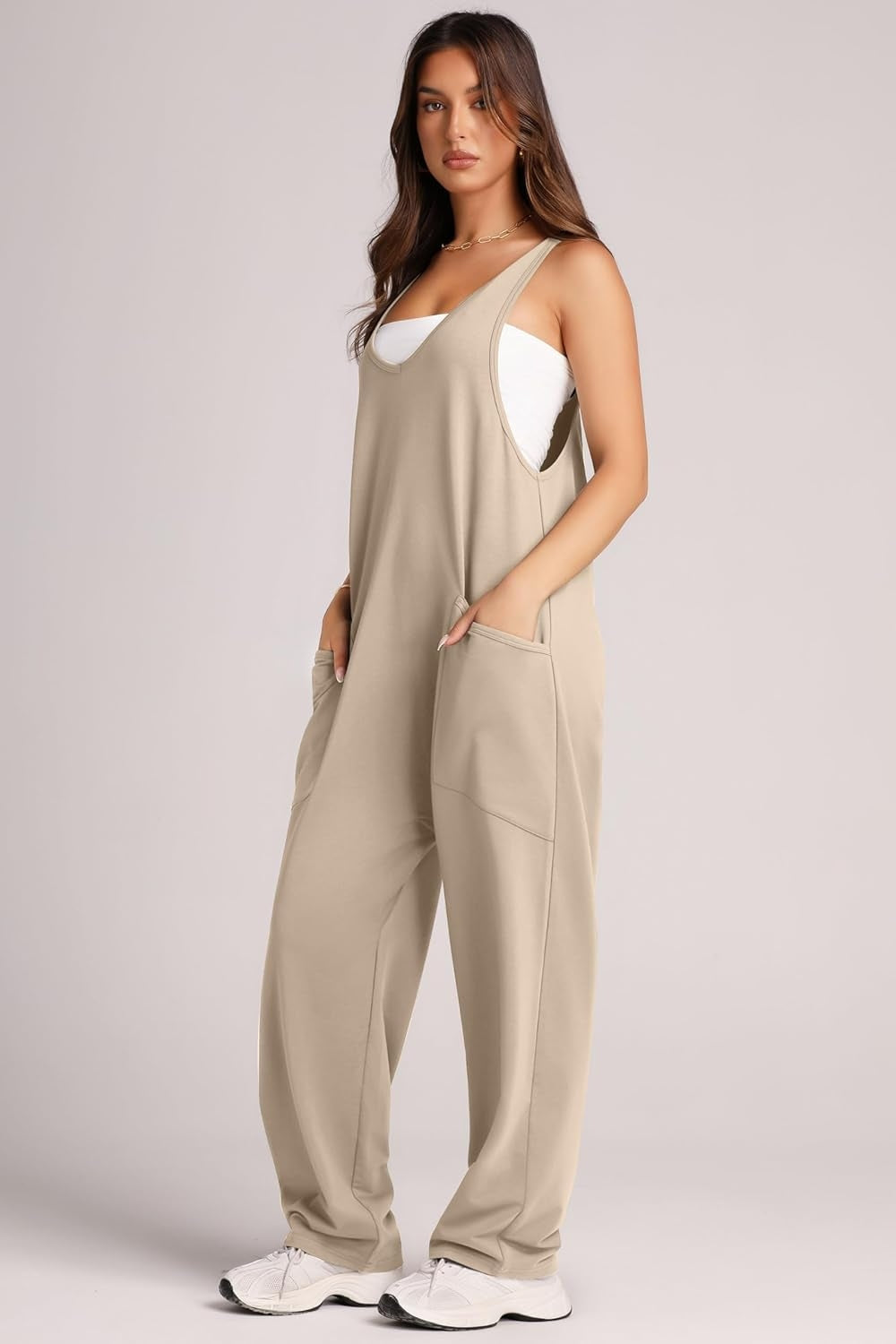 Wide Strap Jumpsuit with Pockets - Babbazon new