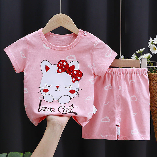 New Children's Short-sleeved Shorts Pure Cotton Suit