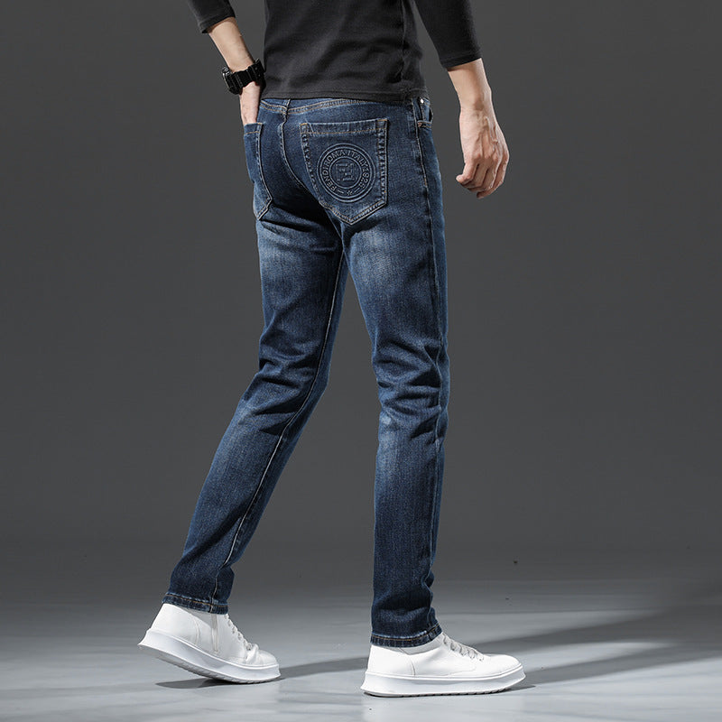 Autumn and Winter New Thick Korean Style Slim Men's Jeans